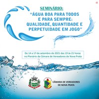 Câmara promoverá Seminário com o tema Água