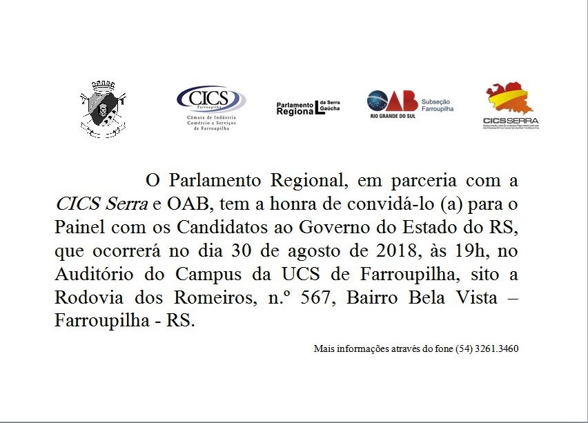 Parlamento Regional realiza Painel dos Candidatos ao Governo do RS